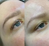 Ripsien kestotaivutus ennen ja jälkeen – luonnollisesti kaarevat ripset ilman ripsientaivutinta.